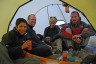 Teatime in the shelter with Tomas, Patricia and Nicolas